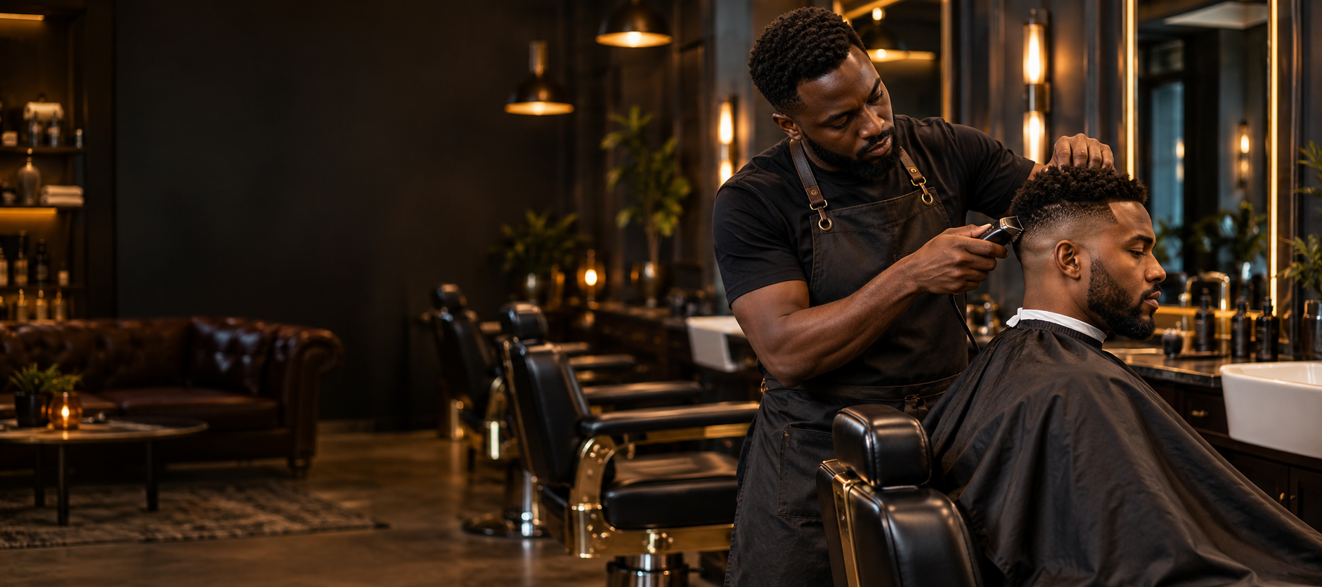 Barber delivering a precision haircut at Baberia Cuts